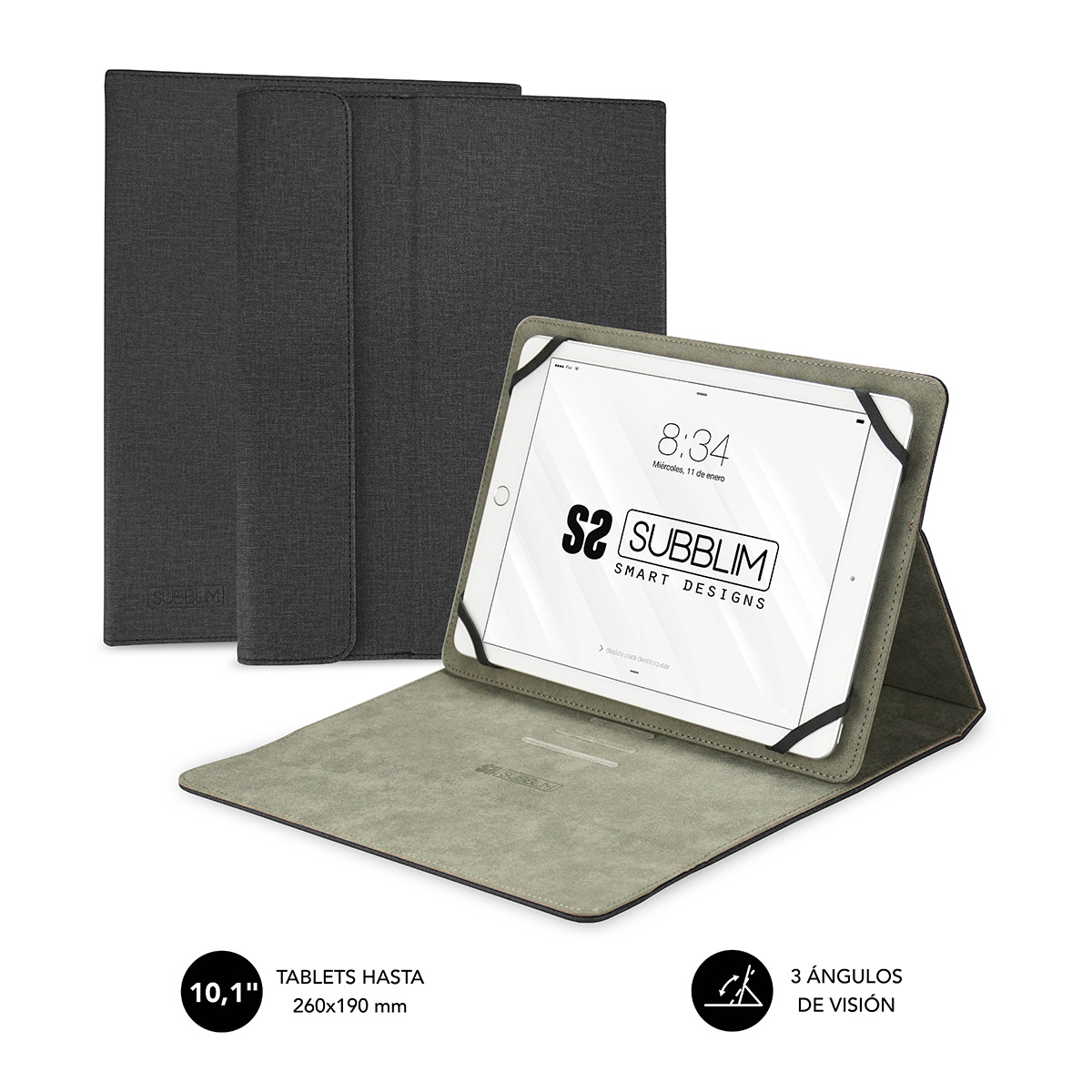 SUBBLIM Funda Stand Tablet Case 10,1" Black