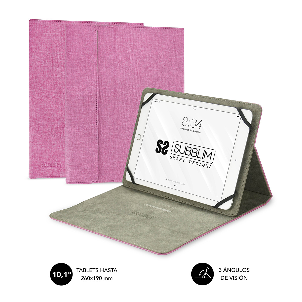 SUBBLIM Funda Stand Tablet Case 10,1" Pink