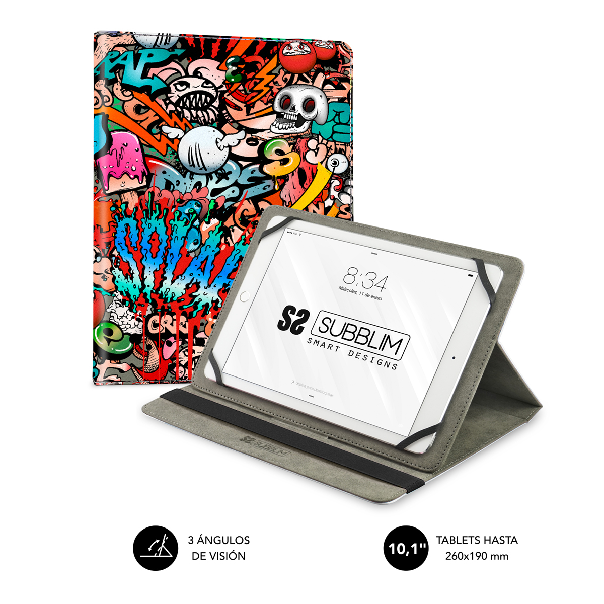 SUBBLIM Funda Tablet Trendy Case Graffiti 10,1"