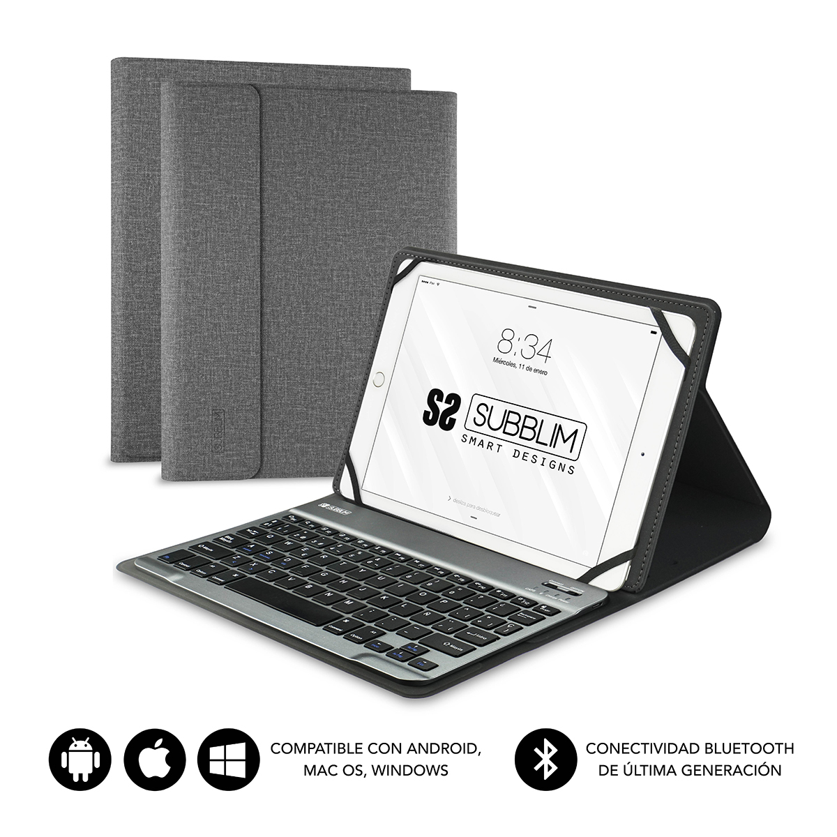 SUBBLIM Funda Tablet KEYTAB PRO BLUETOOTH 10,1" Grey