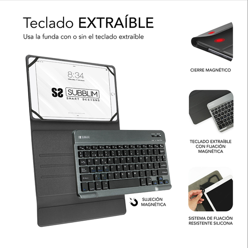 SUBBLIM Funda Tablet KEYTAB PRO BLUETOOTH 10,1" Red