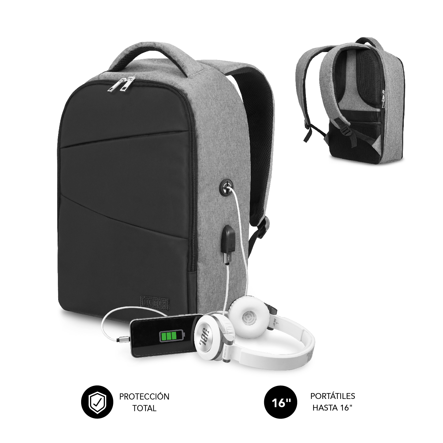 SUBBLIM Mochila Secure V2 AP Antitheft Backpack 16" Black