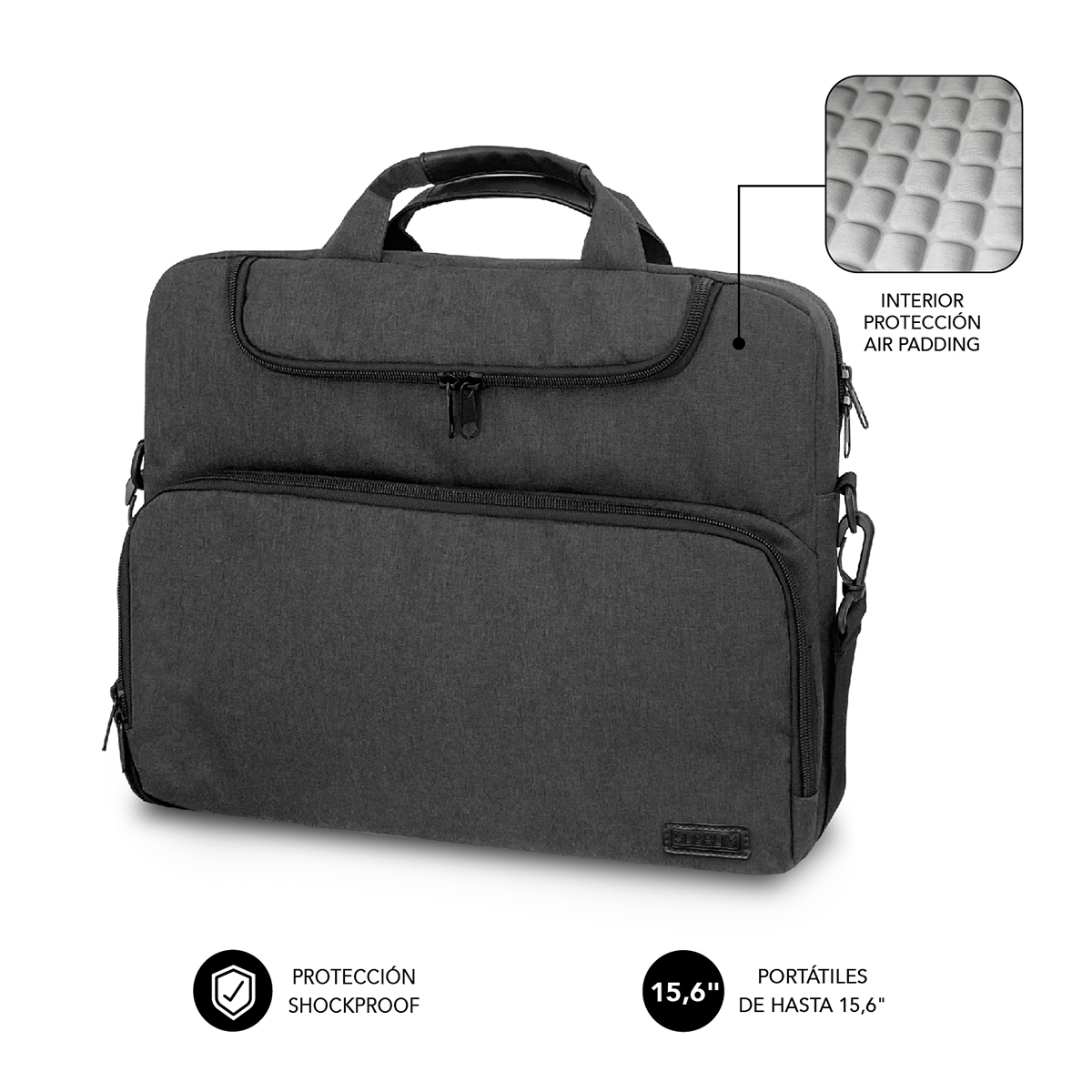 SUBBLIM Maletin Air Padding Laptop bag 15,6" Dark Grey