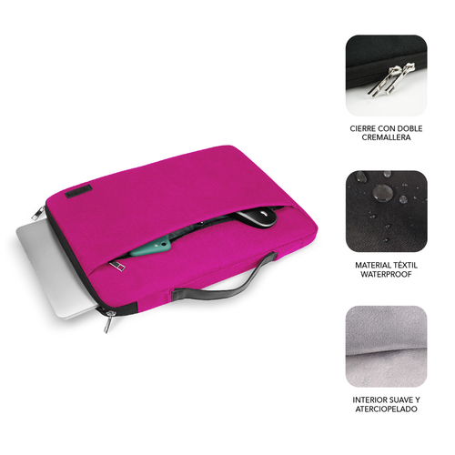 SUBBLIM Maletin Funda Ordenador Elegant Laptop Sleeve 13,3-14" Pink