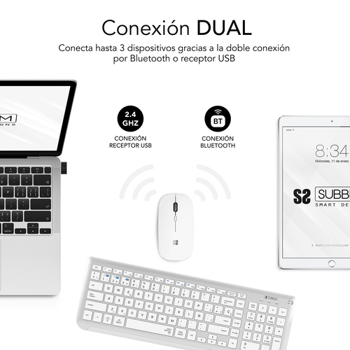 SUBBLIM Combo Dual Prestige Extendido Plata/Blanco