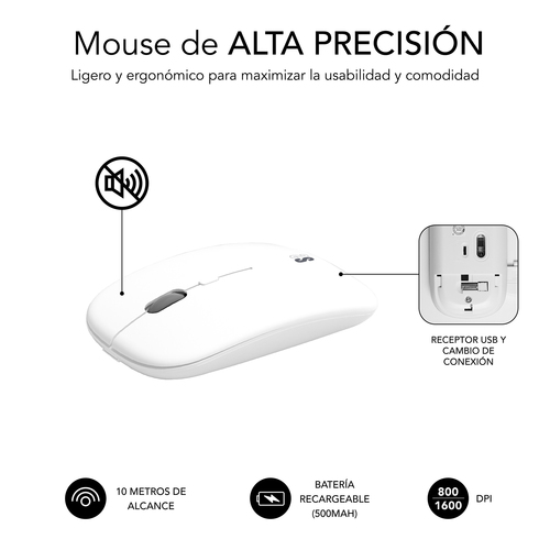 SUBBLIM Combo Dual Prestige Extendido Plata/Blanco
