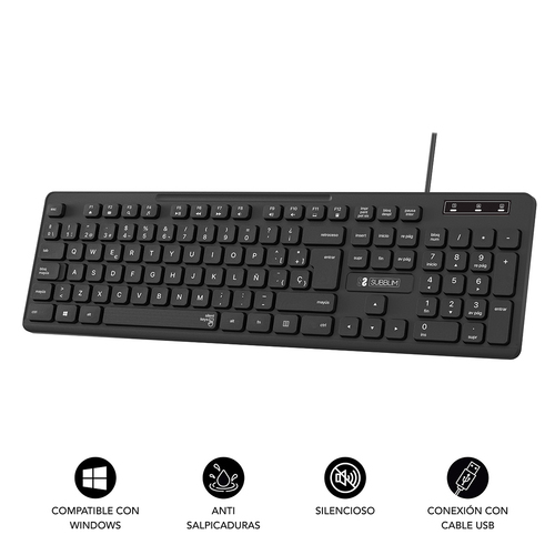 SUBBLIM Teclado Business Slim Silencioso con cable USB