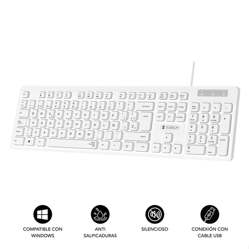 SUBBLIM Teclado Business Slim Silencioso con cable USB B