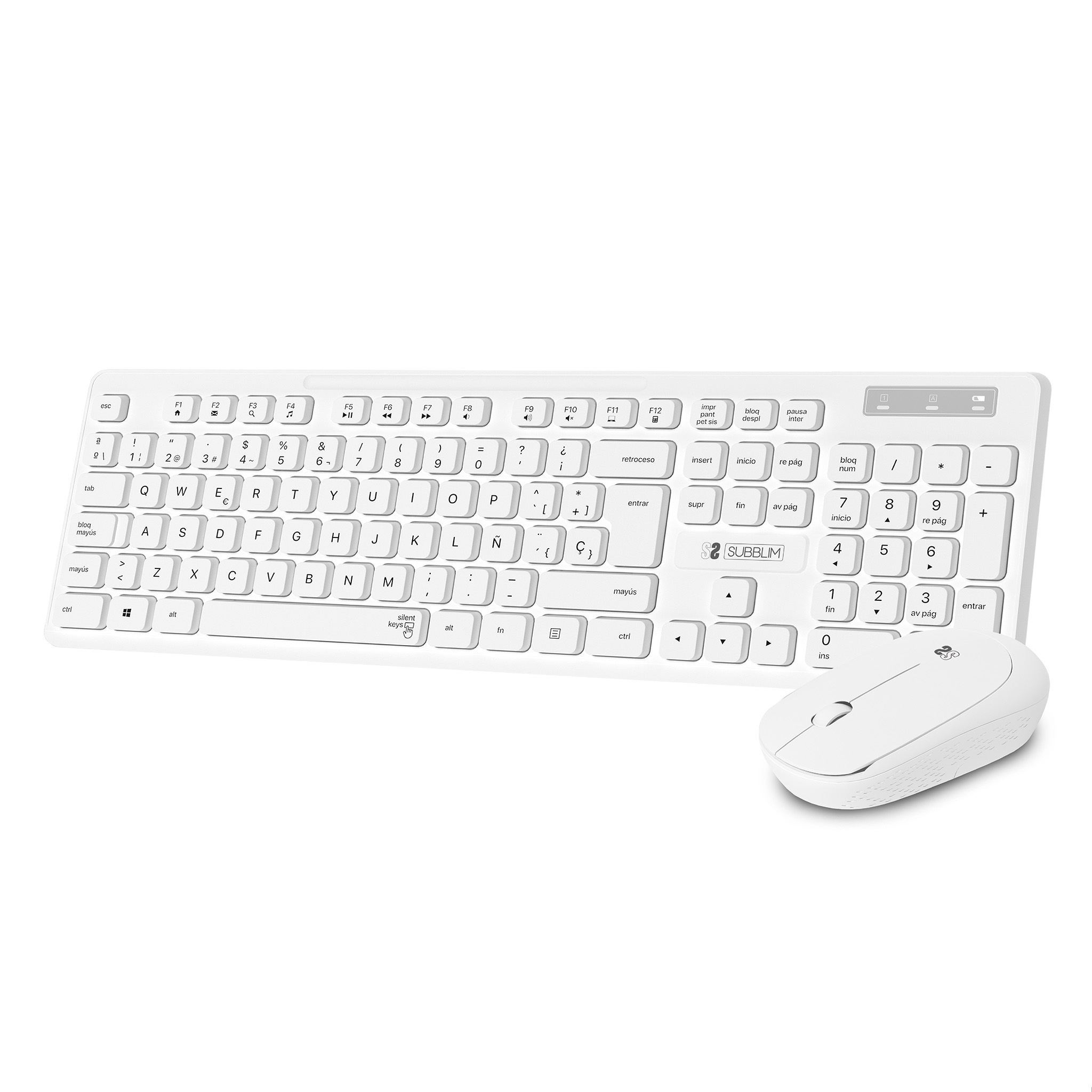 SUBBLIM Combo Business Slim Silencioso Inalambrico 2.4G Blanco