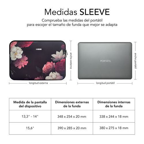 SUBBLIM Trendy Sleeve Neo Flowers 15,6"