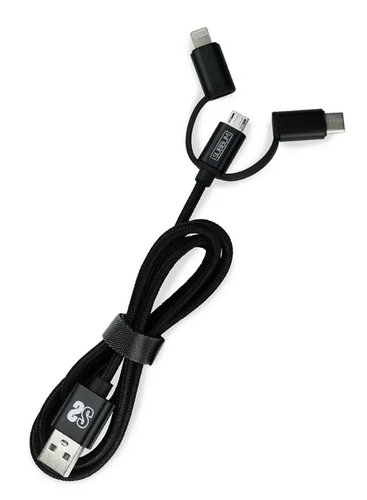 SUBBLIM Cargador ABS Dual Wall Charger 2.4A+Cable 3in1 Black