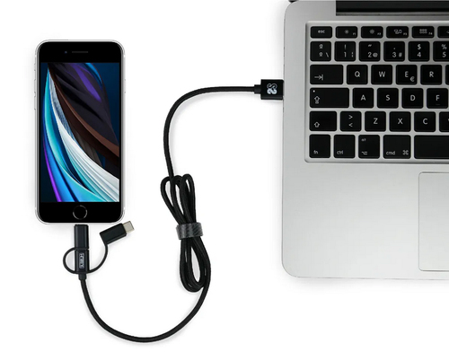 SUBBLIM Cargador ABS Dual Wall Charger 2.4A+Cable 3in1 Black