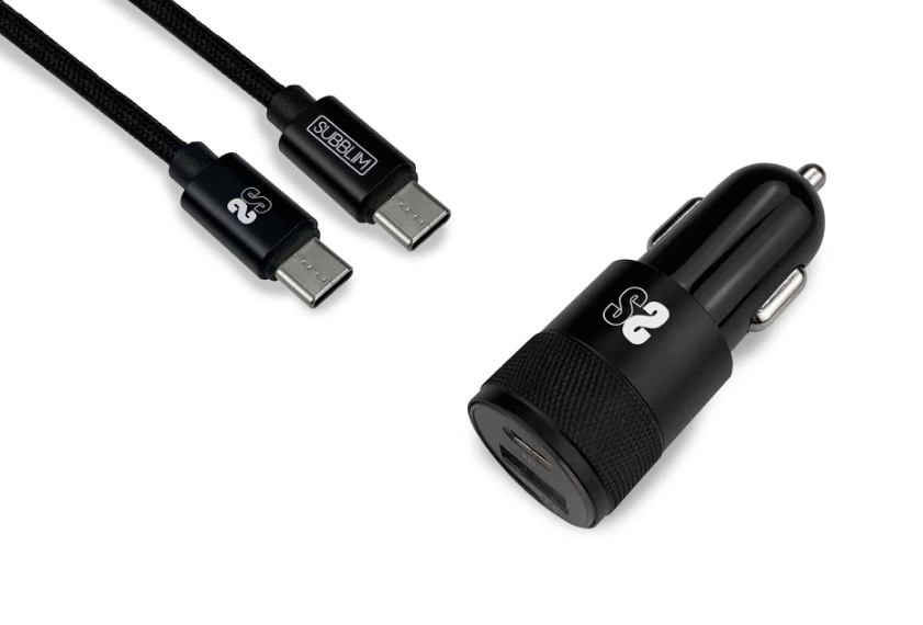 SUBBLIM Cargador coche Dual PD20W+QC3.0+C to C/Lightning B
