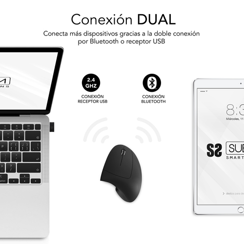 SUBBLIM GLIDE VERTICAL ERGO DUAL MOUSE BATTERY B