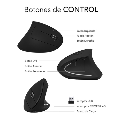SUBBLIM GLIDE VERTICAL ERGO DUAL MOUSE BATTERY B