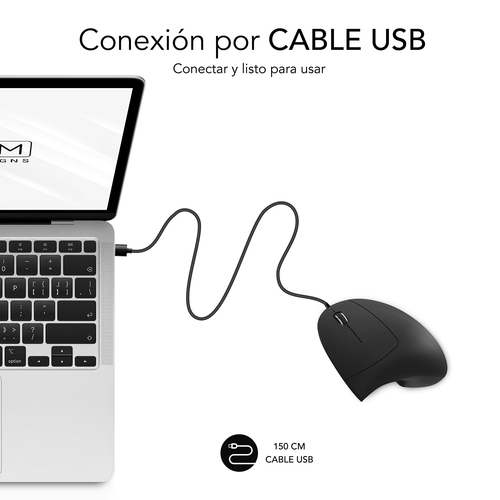 SUBBLIM GLIDE VERTICAL ERGO WIRED MOUSE BLACK