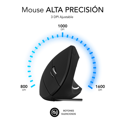 SUBBLIM GLIDE VERTICAL ERGO WIRED MOUSE BLACK