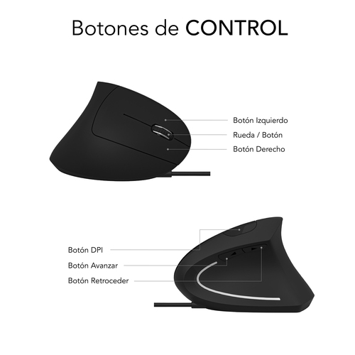 SUBBLIM GLIDE VERTICAL ERGO WIRED MOUSE BLACK