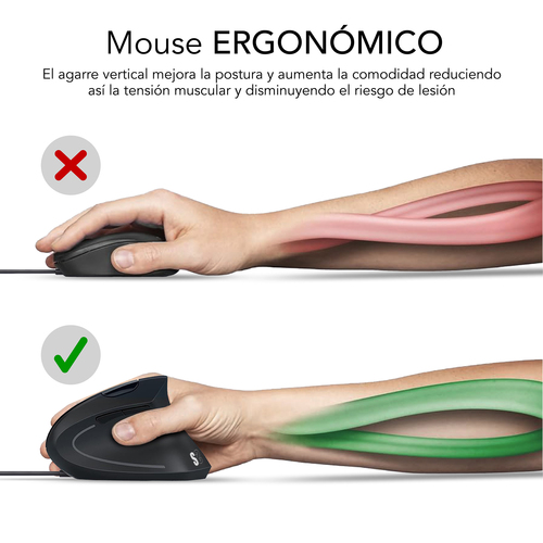 SUBBLIM GLIDE VERTICAL ERGO WIRED MOUSE BLACK