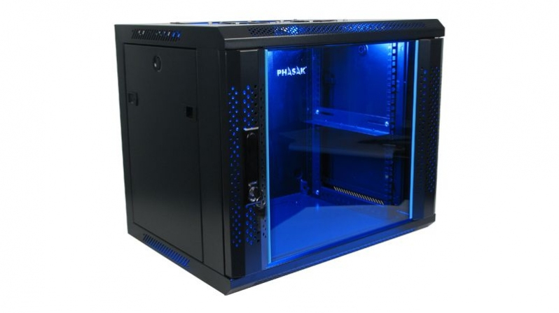 PHASAK Rack mural 19" Phasak Pro 12U 600x450 Montado (Incluyen 2 vent, bolsa tornilleria)