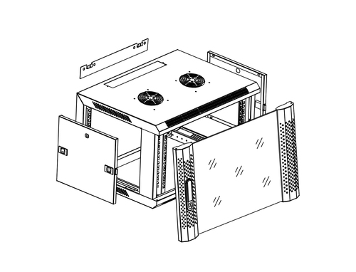 PHASAK Rack mural 19" Phasak Pro 9U  600x450 Desmontado (Envio Flat Pack) (Incluyen 2 vent, bolsa tornilleria)