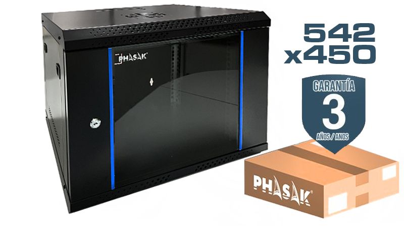 PHASAK Rack mural 19" Phasak Eco 9U  542x450 Desmontado (Envio Flat Pack)