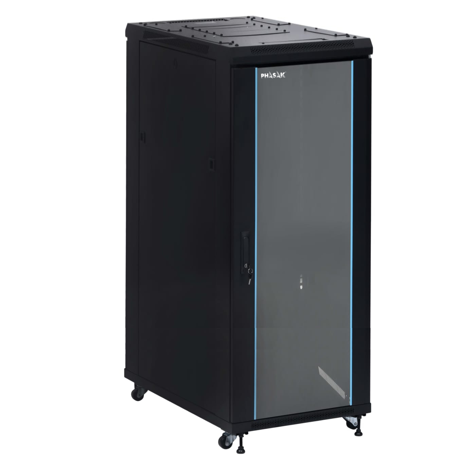 PHASAK Armario Rack 19" Phasak Pro 37U 600x800 Montado (Incluye: 2 bandejas de 19? + Regleta electrica 19? + Juego de ruedas + Ventilacion)