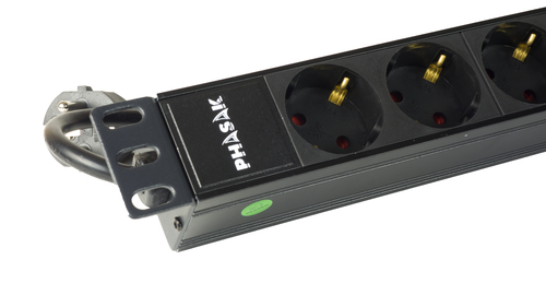 PHASAK Regleta 19" sin interruptor (1.8M)  8 tomas - Schuko