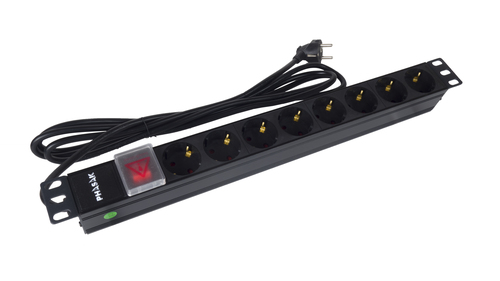 PHASAK Regleta 19" con interruptor 8 tomas - Schuko