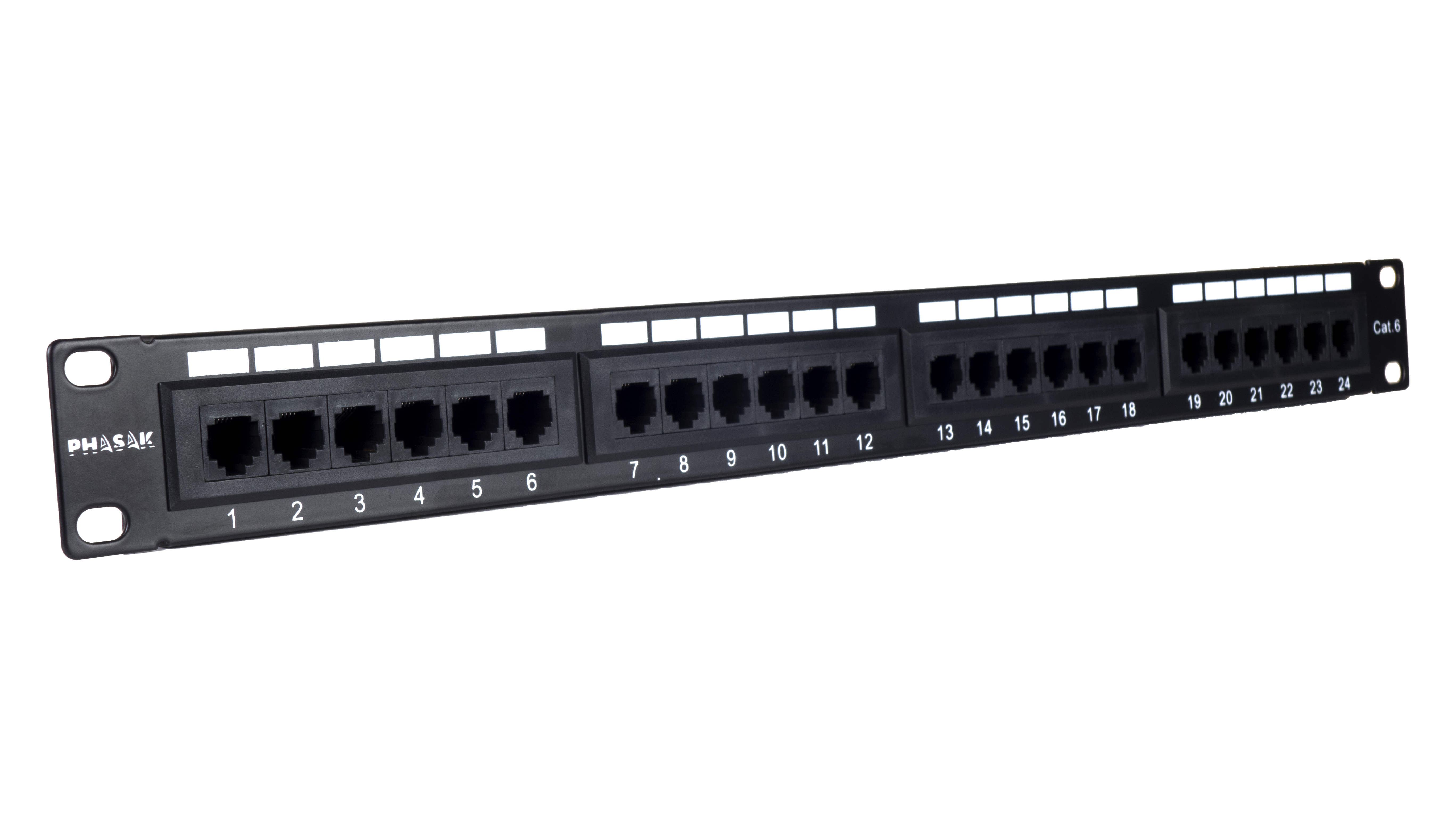 PHASAK Panel transferencia UTP 19" Cat. 6 dual 24p.1U PHASAK negro