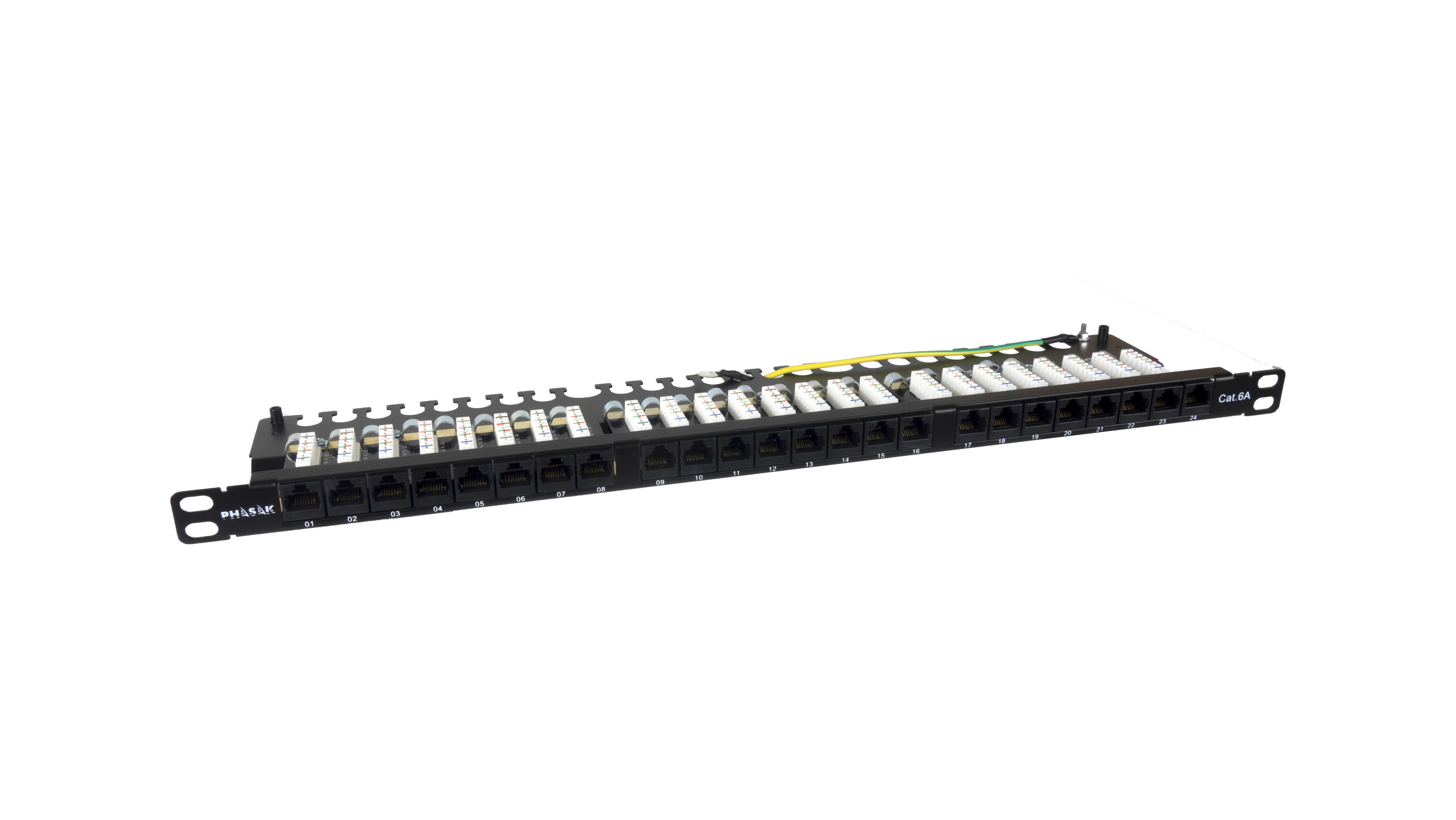 PHASAK Panel transferencia 19" Cat. 6A UTP Dual 24p. 0.5U SLIM PHASAK negro
