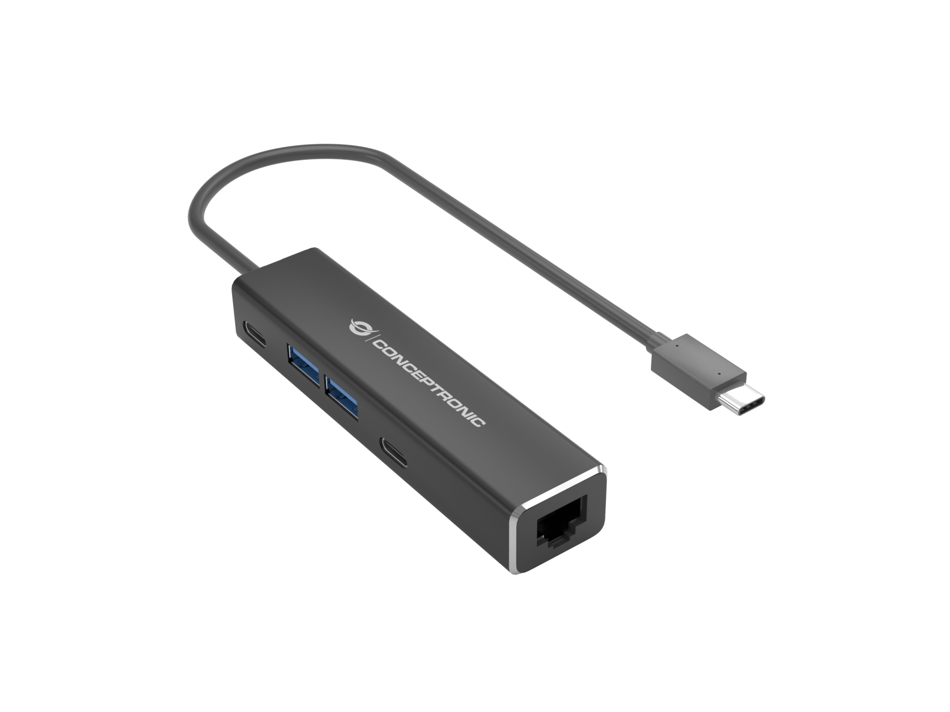 Conceptronic Adaptador USB-C 3.2 Gen1 a RJ45 Gigabit Wake-on-Lan HUB 2xUSB-C 2xUSB-A