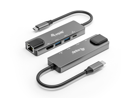 Equip Docking USB-C 5in1 USB-C 1xHDMI 4K/30Hz 2xUSB-C 1xRJ45 Gibabit 1xUSB-C Alimentacion 100WCable 25cm Carcasa Aluminio