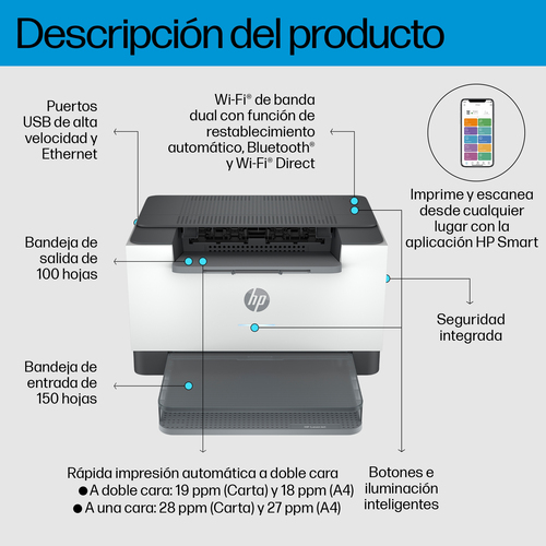 HP Impresora laser monocromo LaserJet SFP M207DW