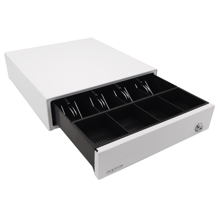 APPROX TPV Cajon Portamonedas Compacto Blanco 33x36 Apertura Manual Y Automatica