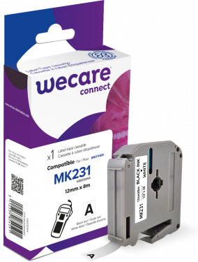 ARMOR WECARE Etiqueta Blanca Texto negro para BROTHER MK231 12MM*8M