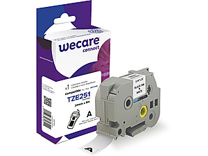 ARMOR WECARE Etiqueta Blanca Texto negro para BROTHER TZE251 24MM*8M
