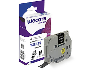 ARMOR WECARE Etiqueta Negra Texto Blanco para BROTHER TZE335 12MM*8M