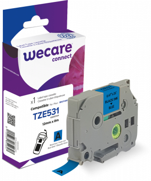 ARMOR WECARE Etiqueta Azul Texto Negro para BROTHER TZE531 12MM*8M