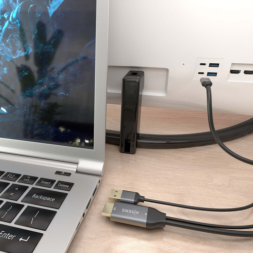 AISENS - CABLE CONVERSOR ALUMINIO HDMI V2.0 A USB-C 4K@60HZ, HDMI/M+USB-A/M-USB-C/M, NEGRO, 1.8M