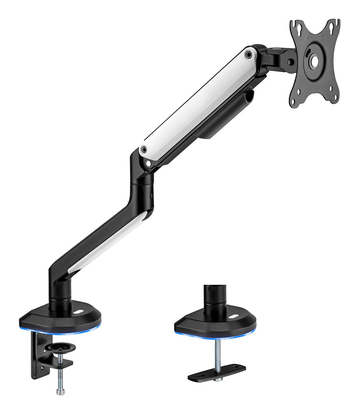 AISENS - SOPORTE DE MESA RGB GAMING CONTRAPESO GIRATORIO E INCLINABLE PARA MONITOR/TV 9KG (3 PIVOTES, 1 BRAZO) DE 17-32, NEGRO-BLANCO
