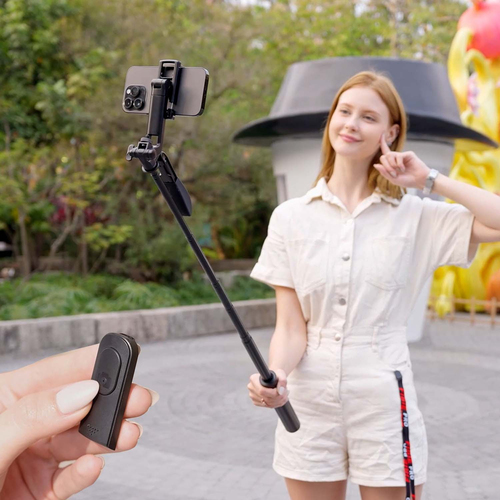 AISENS - PALO TRIPODE PARA SELFIE CON MANDO A DISTANCIA BLUETOOTH 3 EN 1, NEGRO