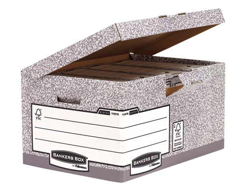 FELLOWES Maxi contenedor de archivos con tapa fija Gris FSC (PACK DE 10)