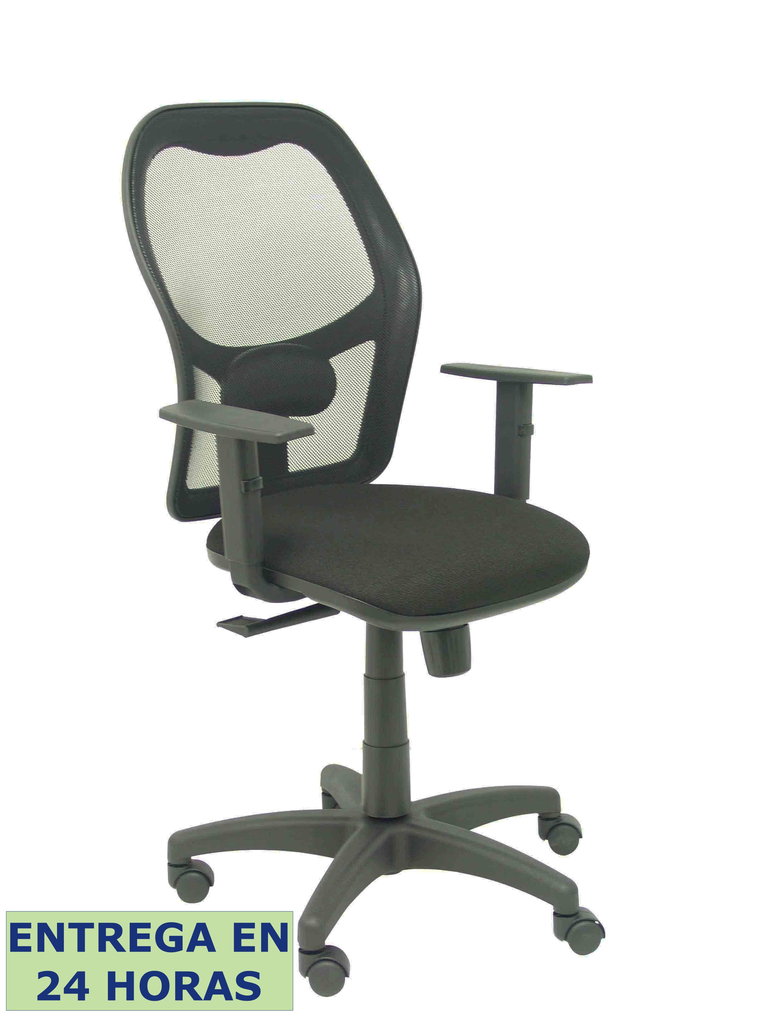 PIQUERAS Y CRESPO Silla Alocen malla negra asiento bali negro brazos regulables