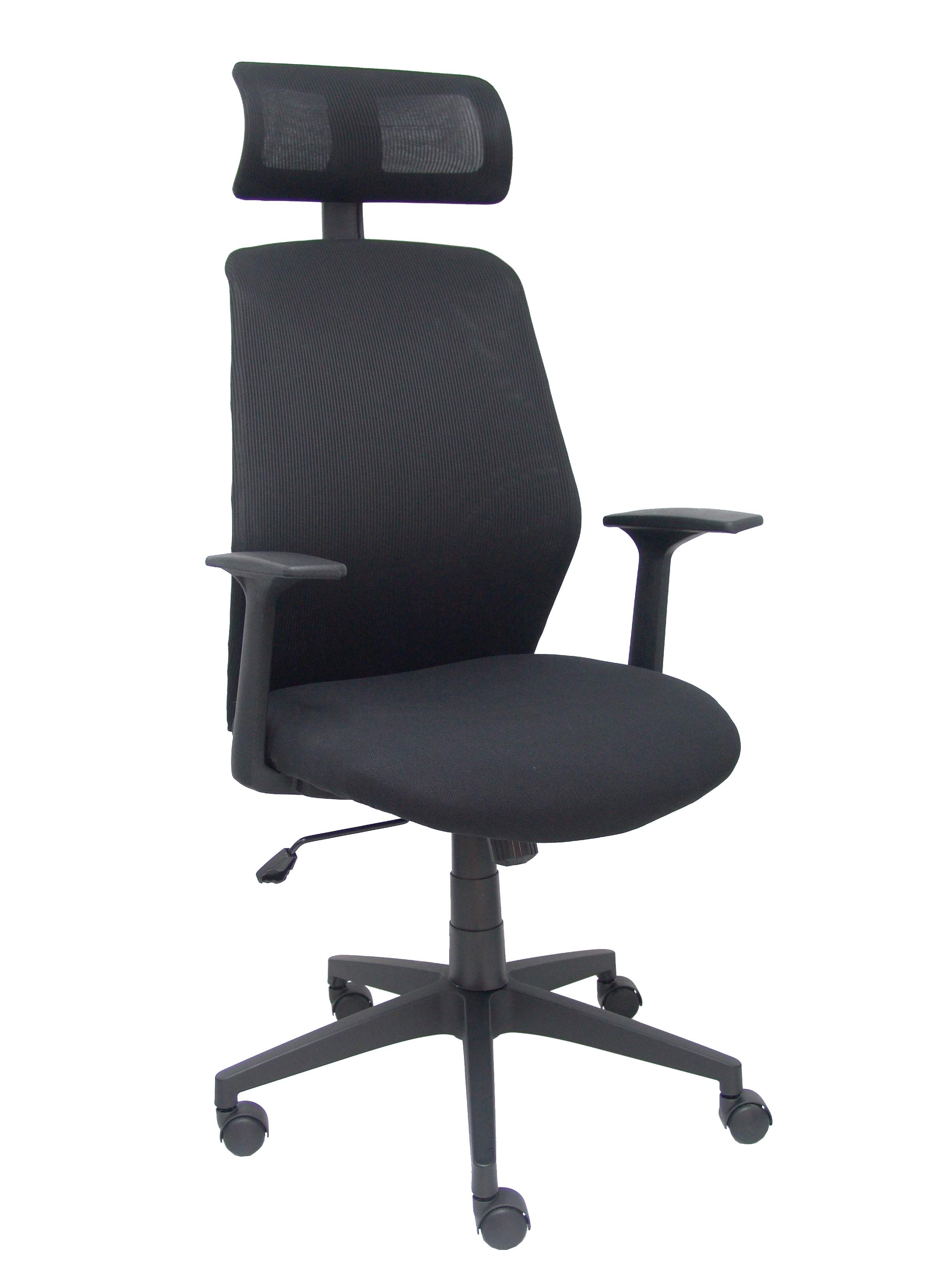 PIQUERAS Y CRESPO Silla FOROL Parolis respaldo malla negro con cabecero y asiento aran negro