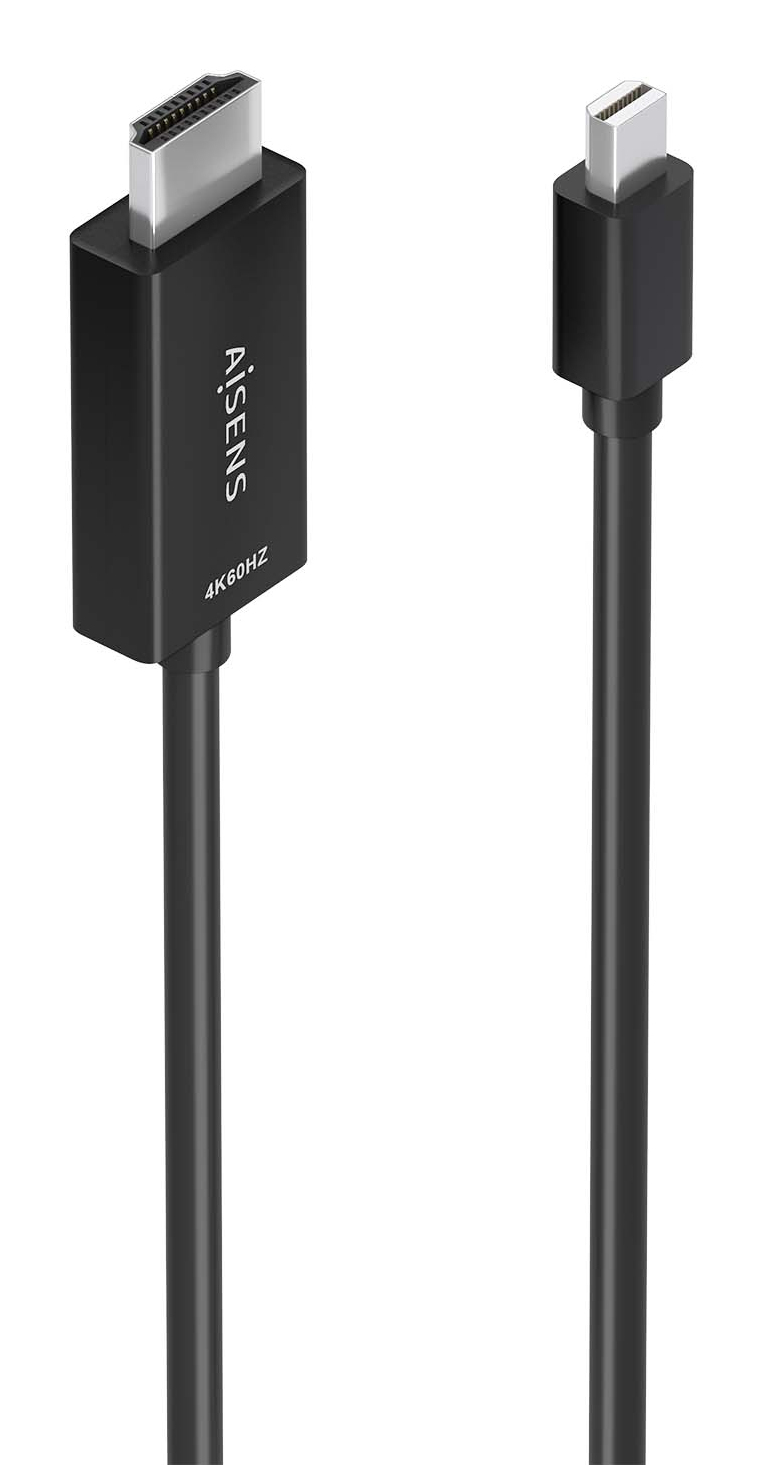 AISENS - CABLE CONVERSOR MINI DP A HDMI 4K@60HZ, MINI DP/M-HDMI/M, NEGRO, 1.0M