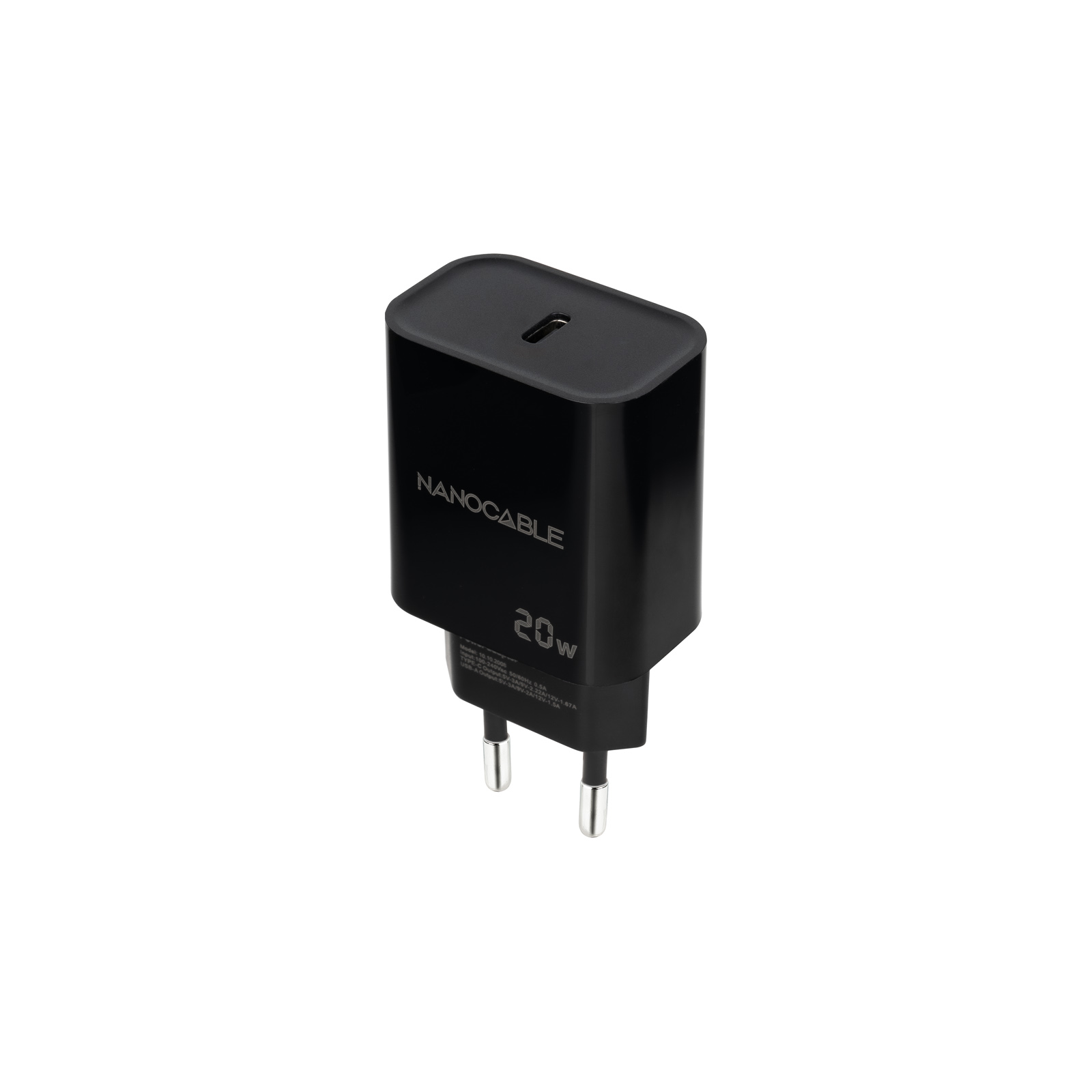 NANOCABLE CARGADOR USB-C PD 20W NEGRO