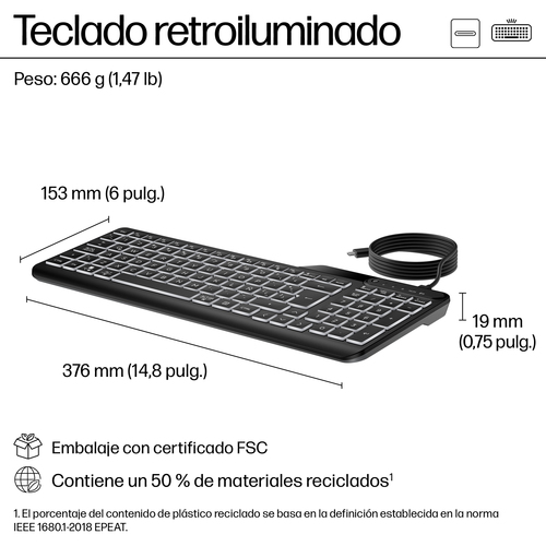 HP Teclado 405 multidispositivo retroiluminado