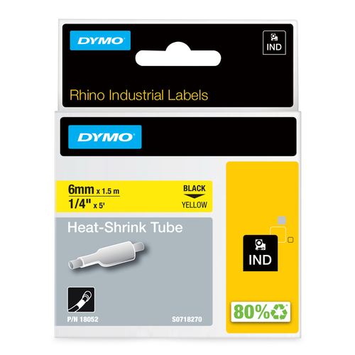 DYMO RHINO Cinta ID1-6 Negro/amarillo tubo termorretractil