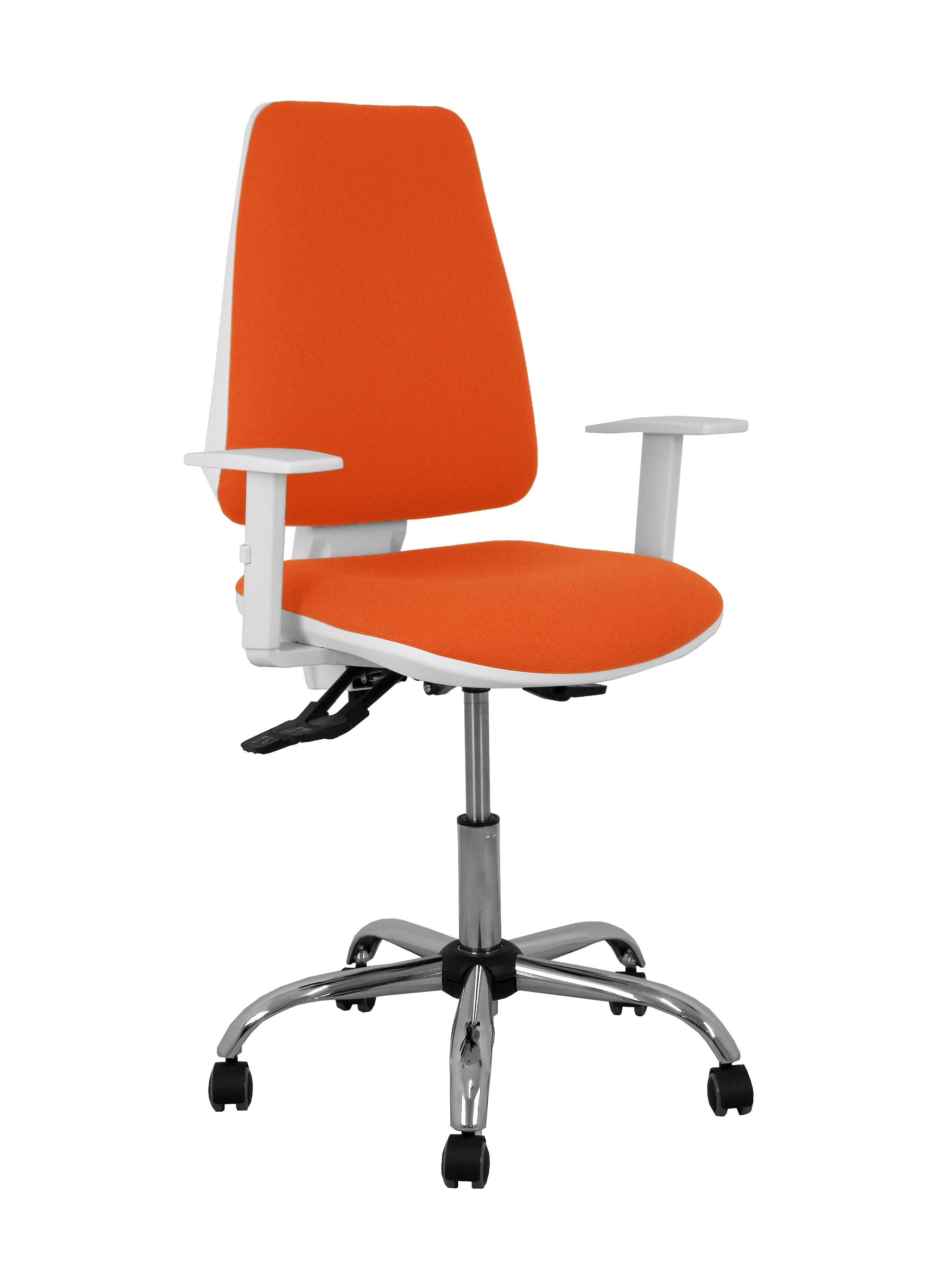 PIQUERAS Y CRESPO Silla Elche blanca asincro bali naranja oscuro brazos regulables ruedas de parque